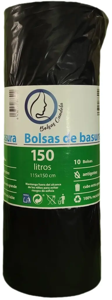 Candela Bolsa de basura 150L 115x150 10u autocierre perfumado negro