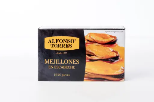 [5895] Mejillones en Escabeche. 16/20 Piezas Alfonso Torres Peso Neto 111 gr.