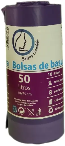 [R12154] Candela Bolsa de basura 50L 70x75 10u autocierre perfumado lila