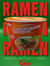 [653232] Ramen Instantáneo en bote – Sabor Tomate y Ternera Apto para Vegetariano – Noodles 